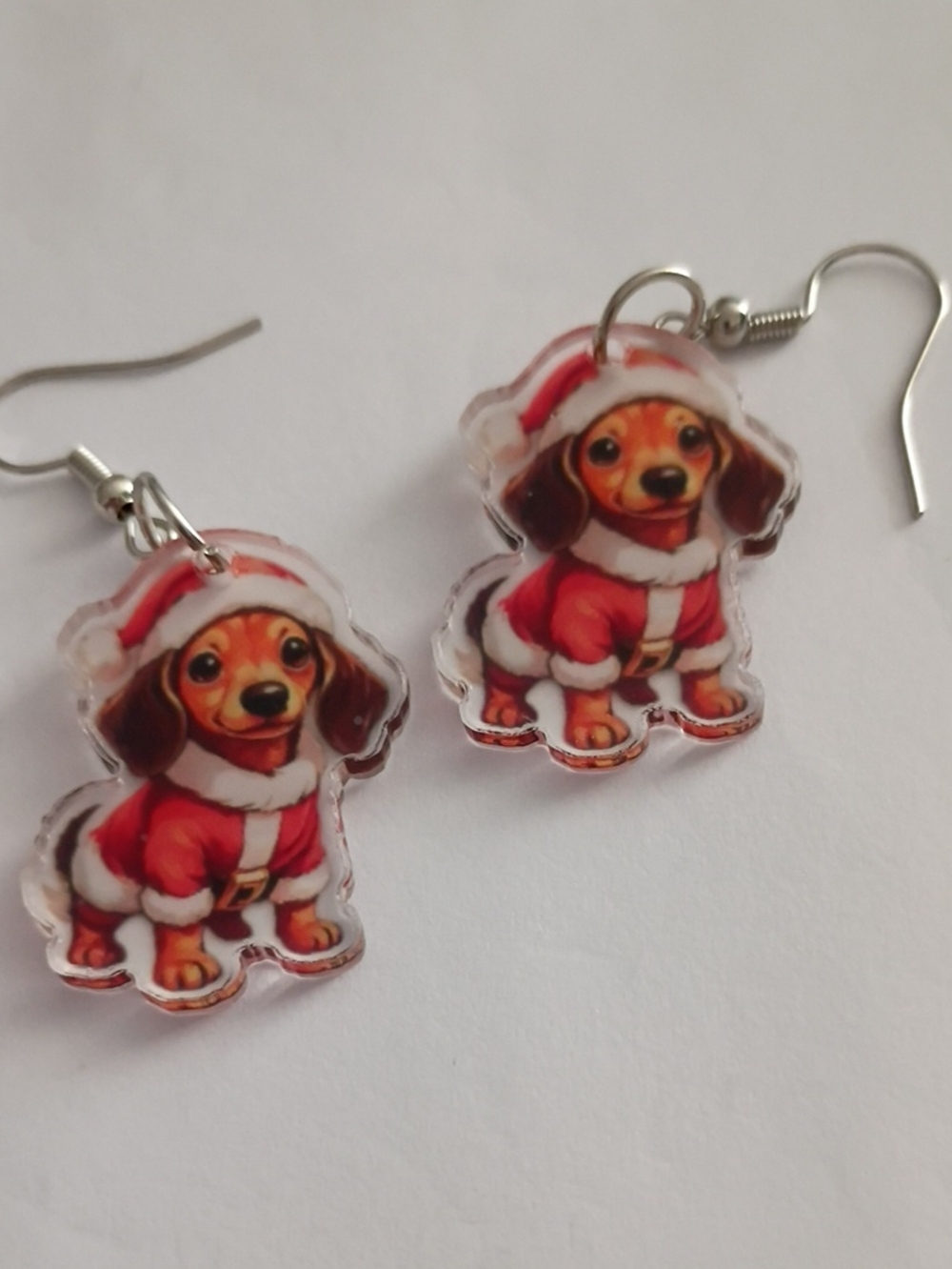 Preseason Sale Holiday Dachshund Earrings in Red - Festive Dog Design